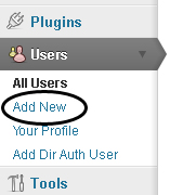 Add New Users menu option