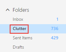 image of Clutter listed among mail folders