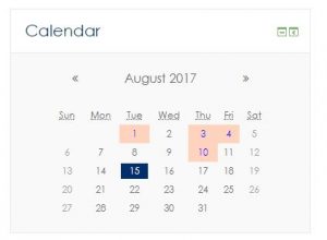 Screen shot of Moodle Calendar block