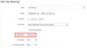 Screen shot Zoom Meeting settings