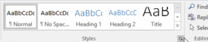 Screenshot of heading styles list on PC