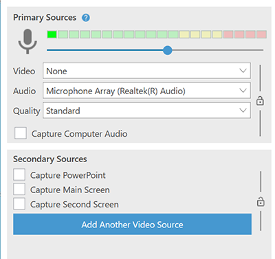 Screen shot of recorder controls
